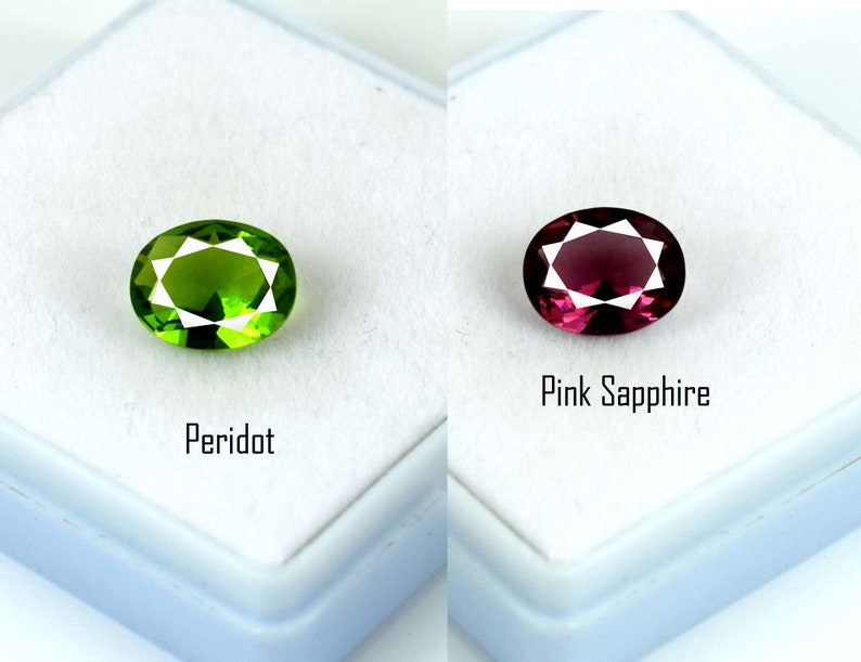 4 Carat Pink Sapphire /& Green Peridot Eye Clean Gemstone Pair Oval Cut Natural AGI Certified