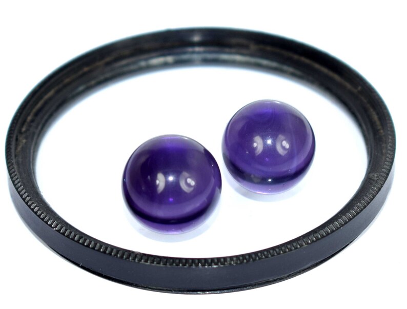 Fresh Arrival Brazilian Violet Amethyst 32 Ct. Round Collection Gemstone Ball Matching Pair