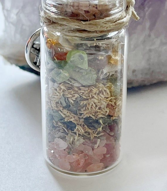 Abundance Spell Bottle Prosperity Mini Herb Bottle Witch 