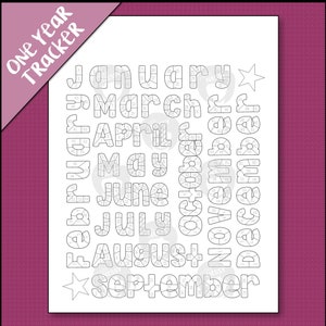 Eénjaarskalender - Gewoonte-tracker - Kleur de dagengrafiek in