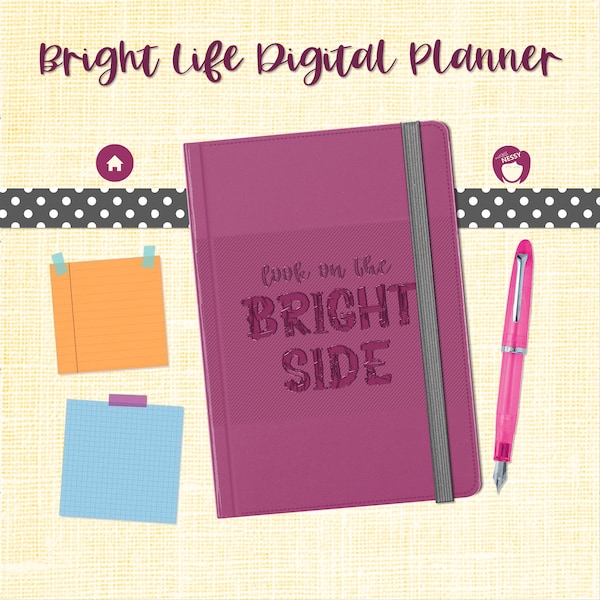 Bright Life Digital Wellness Planner -- Health Tracker -- Food Journal -- Daily Planner -- Habit Tracker -- Use w/ Phone or Tablet