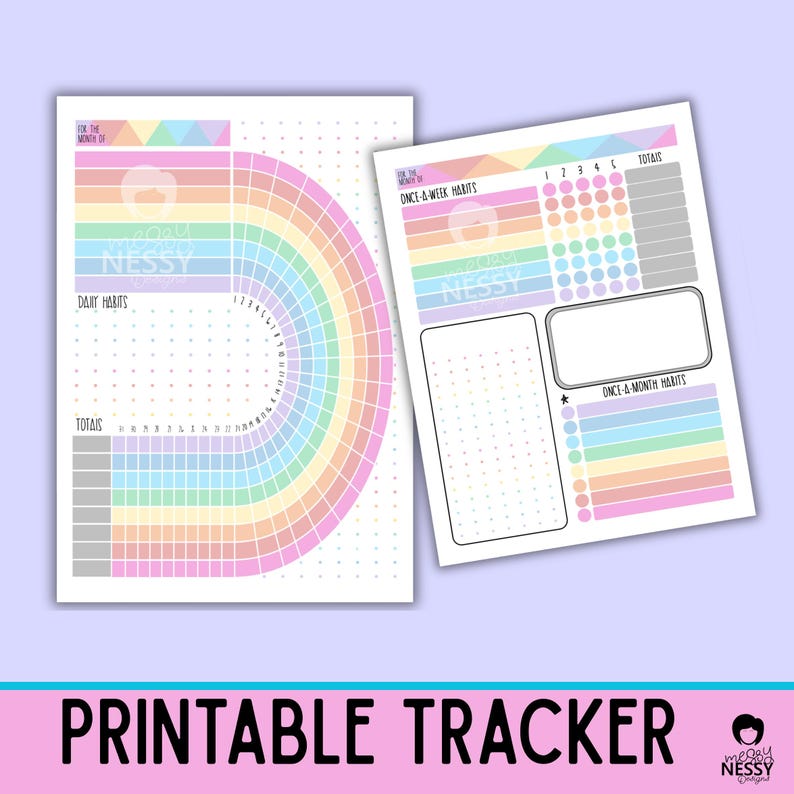 Printable Habit Tracker - *DIGITAL* Daily, Weekly, & Monthly Rainbow ...