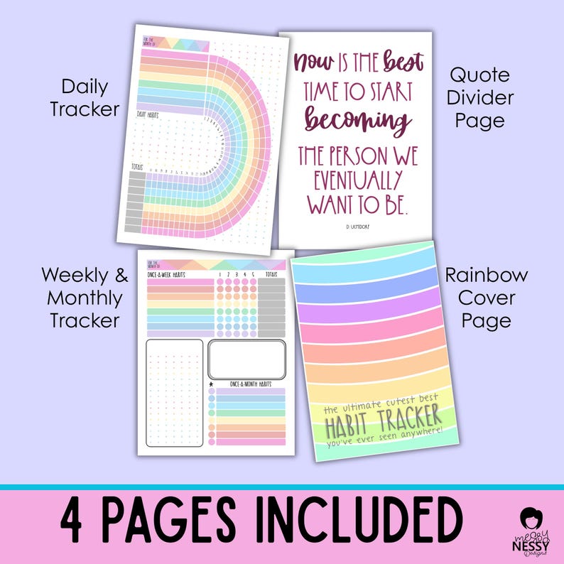 Printable Habit Tracker - *DIGITAL* Daily, Weekly, & Monthly Rainbow ...