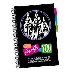 May include: Black spiral-bound journal with a white illustration of a building inside a purple circle. The cover features the text "FOR THE Strength OF YOU" in various colors, and the text "A STUDY GUIDE JOURNAL" and "A GUIDE FOR MAKING CHOICES".