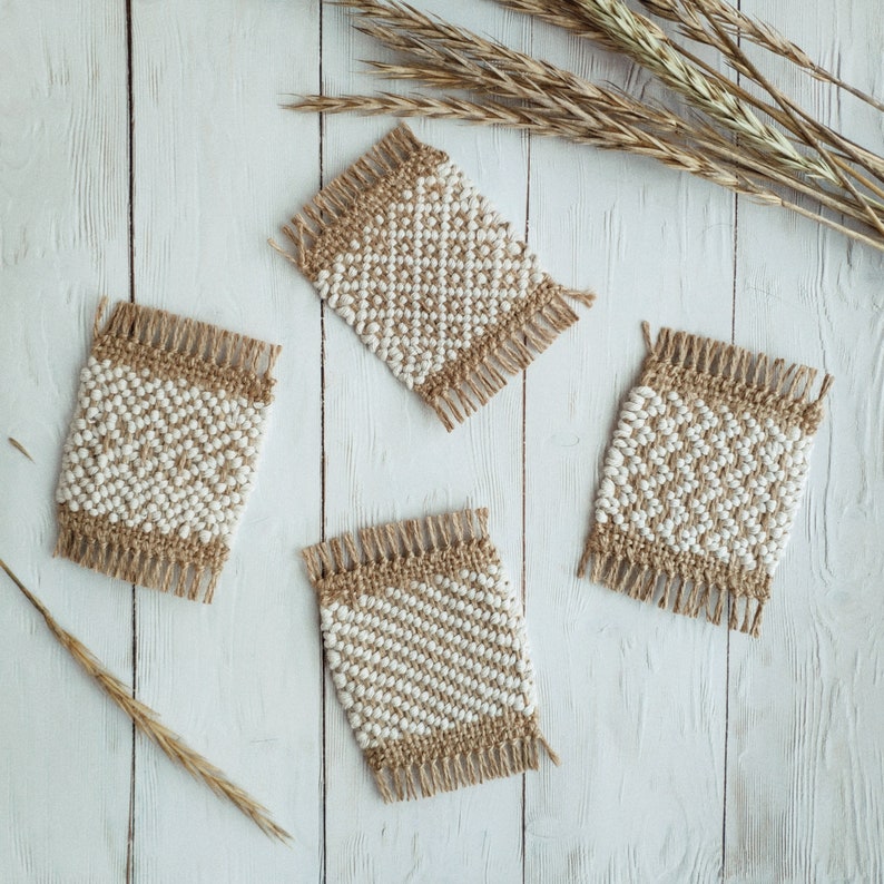 Woven coaster Jute coasters Coffee Lovers Rustic Coasters Etsy