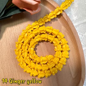 11×11mm Hawaiian Crown Flower Beads,WATERPROOF Resin Crown Flower Beads,For Garland Lei Making,Car Lei,Hawaiian Lei DIY,Not Thai Clay Flower #14 Ginger yellow