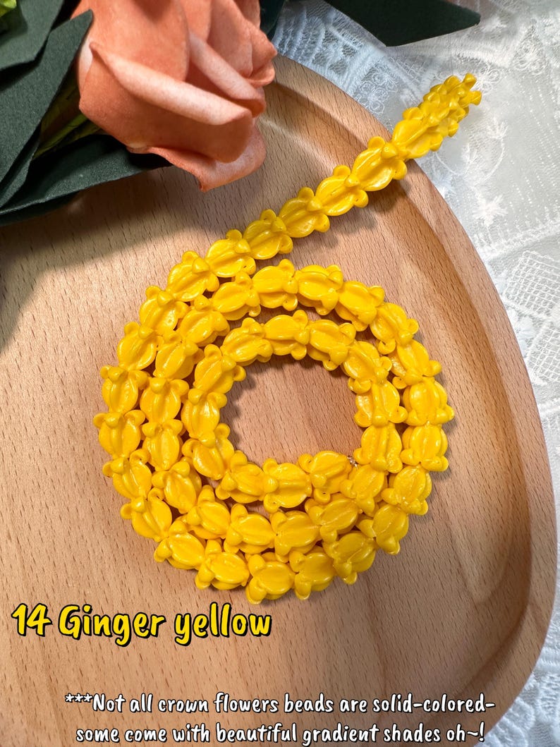 11×11mm Hawaiian Crown Flower Beads,WATERPROOF Resin Crown Flower Beads,For Garland Lei Making,Car Lei,Hawaiian Lei DIY,Not Thai Clay Flower #14 Ginger yellow