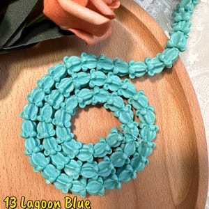 11×11mm Hawaiian Crown Flower Beads,WATERPROOF Resin Crown Flower Beads,For Garland Lei Making,Car Lei,Hawaiian Lei DIY,Not Thai Clay Flower #13 Lagoon blue
