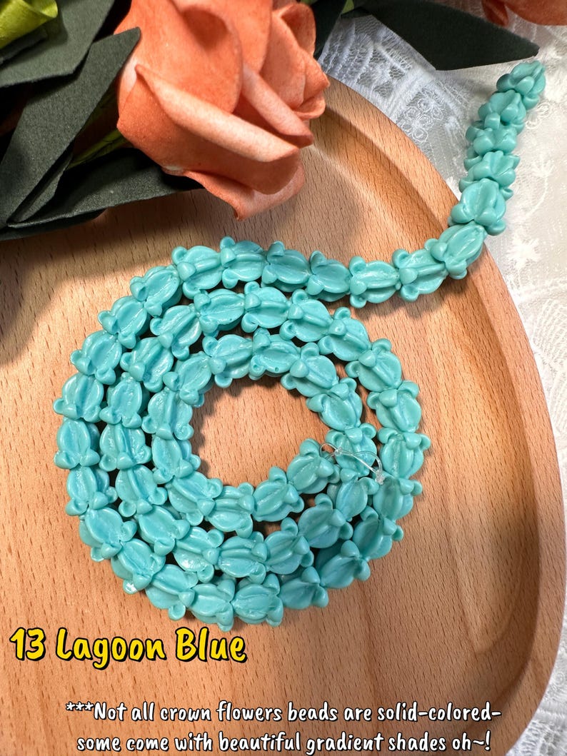 11×11mm Hawaiian Crown Flower Beads,WATERPROOF Resin Crown Flower Beads,For Garland Lei Making,Car Lei,Hawaiian Lei DIY,Not Thai Clay Flower #13 Lagoon blue
