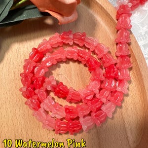 11×11mm Hawaiian Crown Flower Beads,WATERPROOF Resin Crown Flower Beads,For Garland Lei Making,Car Lei,Hawaiian Lei DIY,Not Thai Clay Flower #10 Watermelon Pink