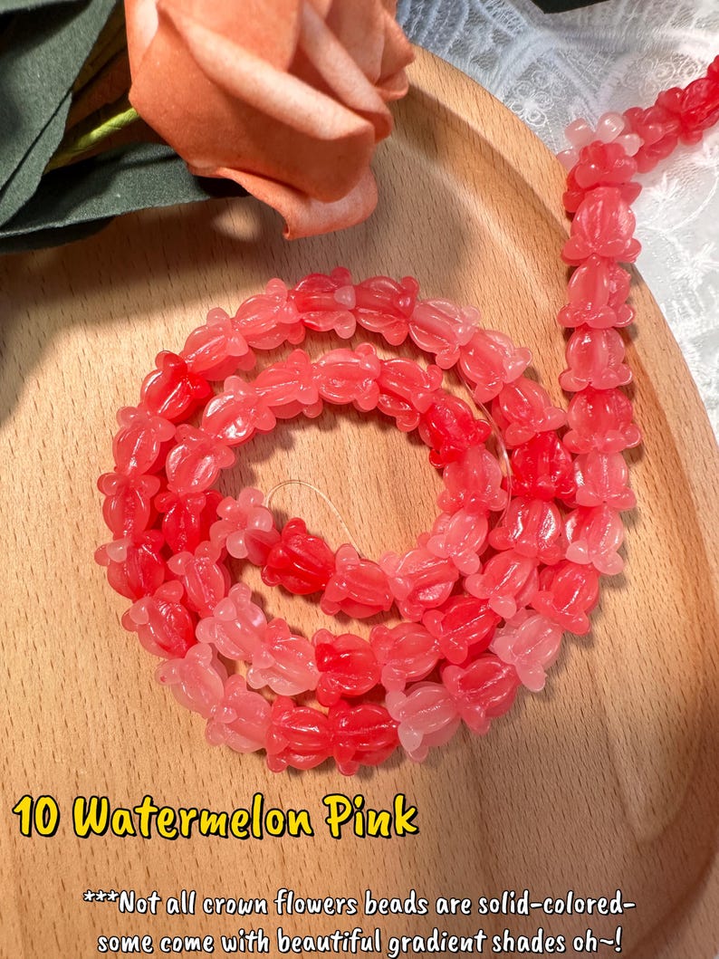 11×11mm Hawaiian Crown Flower Beads,WATERPROOF Resin Crown Flower Beads,For Garland Lei Making,Car Lei,Hawaiian Lei DIY,Not Thai Clay Flower #10 Watermelon Pink