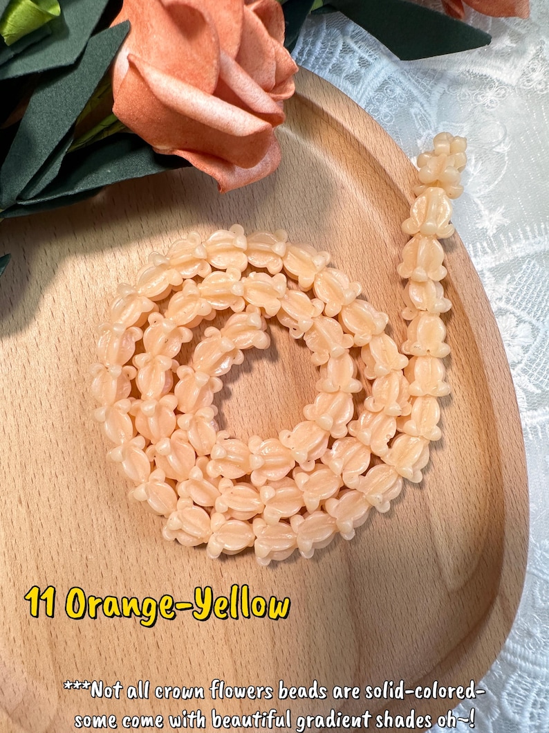 11×11mm Hawaiian Crown Flower Beads,WATERPROOF Resin Crown Flower Beads,For Garland Lei Making,Car Lei,Hawaiian Lei DIY,Not Thai Clay Flower #11 Orange-yellow