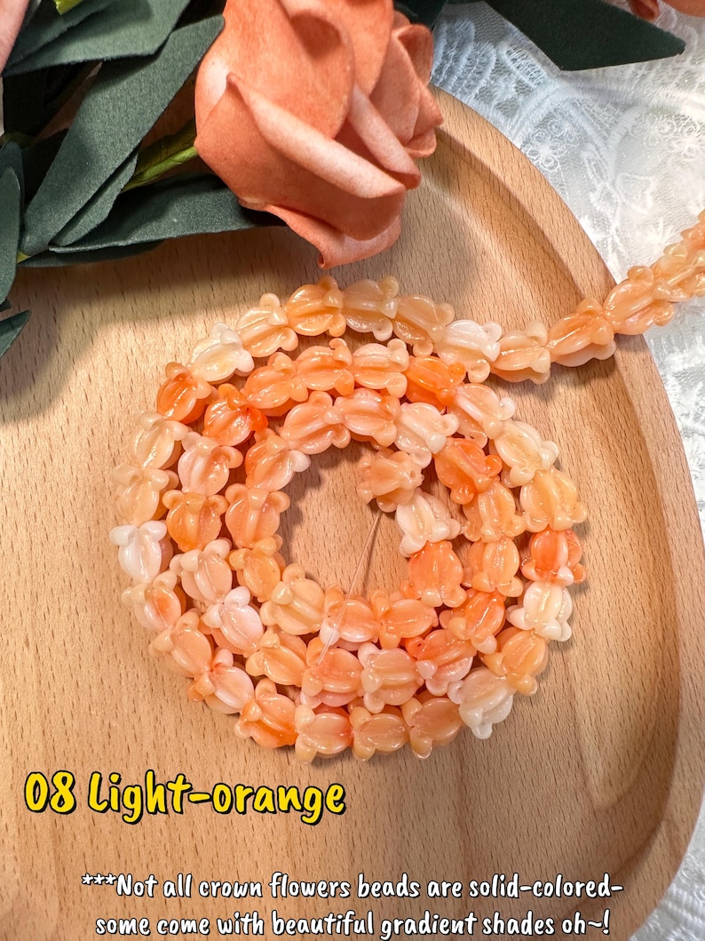 11×11mm Hawaiian Crown Flower Beads,WATERPROOF Resin Crown Flower Beads,For Garland Lei Making,Car Lei,Hawaiian Lei DIY,Not Thai Clay Flower #08 Light-orange