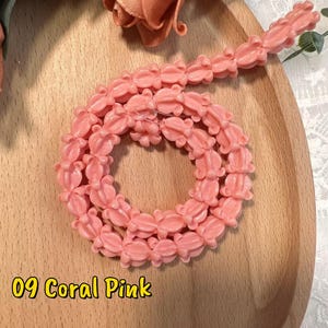 11×11mm Hawaiian Crown Flower Beads,WATERPROOF Resin Crown Flower Beads,For Garland Lei Making,Car Lei,Hawaiian Lei DIY,Not Thai Clay Flower #09 Coral Pink
