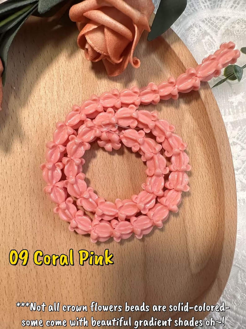 11×11mm Hawaiian Crown Flower Beads,WATERPROOF Resin Crown Flower Beads,For Garland Lei Making,Car Lei,Hawaiian Lei DIY,Not Thai Clay Flower #09 Coral Pink