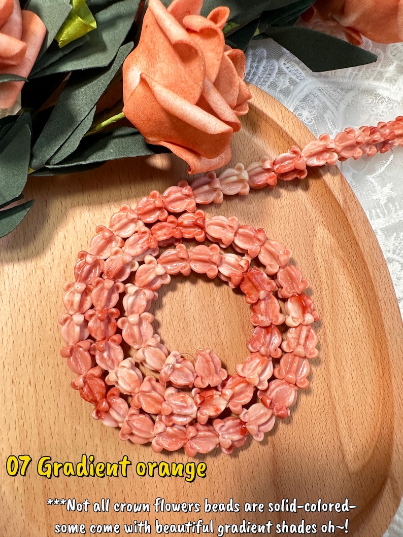 11×11mm Hawaiian Crown Flower Beads,WATERPROOF Resin Crown Flower Beads,For Garland Lei Making,Car Lei,Hawaiian Lei DIY,Not Thai Clay Flower #07 Gradient orange