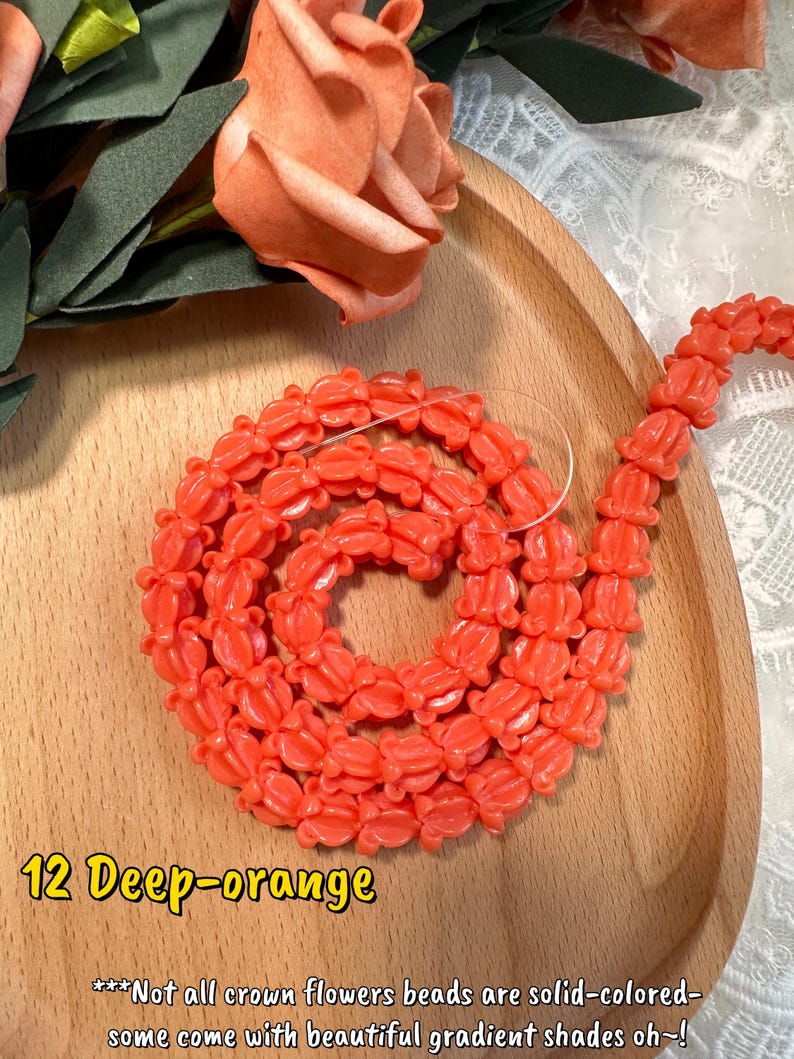 11×11mm Hawaiian Crown Flower Beads,WATERPROOF Resin Crown Flower Beads,For Garland Lei Making,Car Lei,Hawaiian Lei DIY,Not Thai Clay Flower #12 Deep-orange