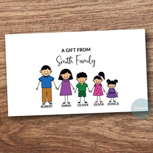 Stick Figure familie visitekaartjes, familiecadeaukaartjes gepersonaliseerd, een cadeau van briefpapier, bedankkaartjes