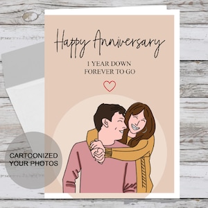 Personaliseer portretkaart, aangepaste verjaardagskaart vriendin, cadeau voor vrouw, speciale jubileumkaart, aandenken echtgenoot