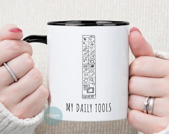 Graphic Designer Mug, My Daily Tools, Personalized Gift Web