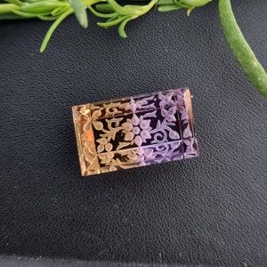 Handcarved Ametrine Pendant Stone: Floral Fantasy Cut (18.4 Carats)