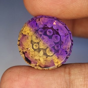Handcarved Ametrine Gemstone: Floral Fantasy Cut (24.40 Carats)