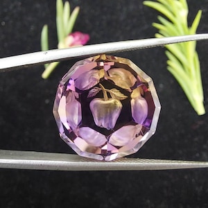 Handcarved Ametrine Pendant: Apple Design, Bi-Color Gemstone (12.70 Carats)