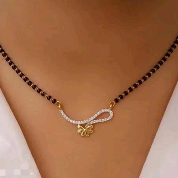 Bollywood-Stil vergoldet indische ethnische Brautmode mangalsutra cz Schmuck Halskette Combo