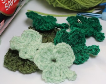 Crochet Shamrock Applique Pattern St Patricks Day Clover Beginner PDF Lucky Decor Gift