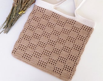 Easy Crochet Market Bag Pattern PDF Beginner Friendly Tote Bag Reusable Grocery Bag Instant Download Crochet Bag Tutorial Shoulder Tote