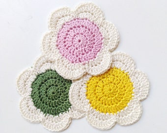 Crochet Flower Coasters Crochet Pattern Crochet Coaster Flower Coaster Crochet Flower Pattern Home Decor Crochet Flower PDF Pattern