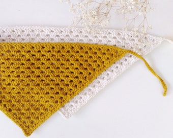 Bandana Kerchief Crochet Pattern Crochet Kerchief Shawl Crochet Pattern  Head cover pattern Triangle church veil pattern Instant Download