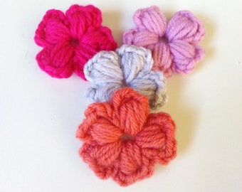 Crochet Puff Flower Pattern Crochet Puff Stitch Pattern Crochet Flower Tutorial Crochet Flower Pattern Flower Applique Easy PDF pattern
