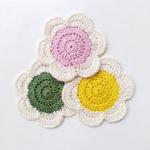 Crochet Flower Coasters Crochet Pattern Crochet Coaster Flower Coaster Crochet Flower Pattern Home Decor Crochet Flower PDF Pattern