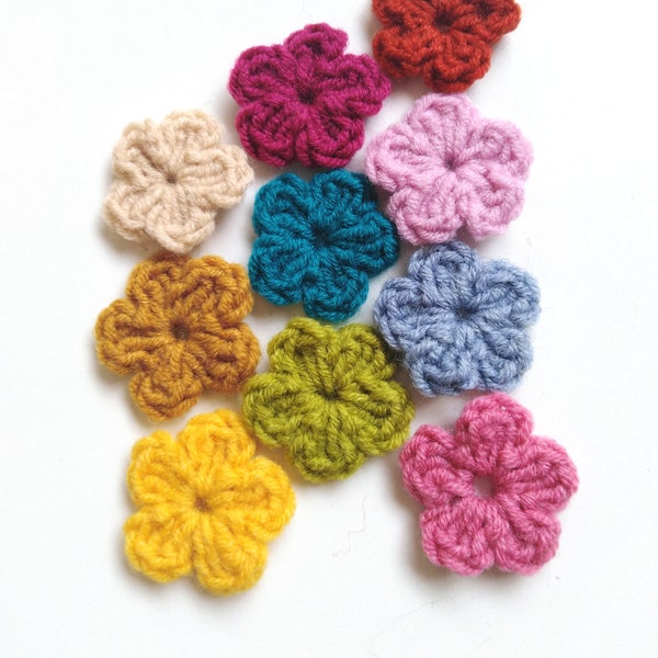 Motif de fleurs au crochet facile, petites fleurs, motif rose au crochet, motif PDF pour débutants, motif d'appliques, téléchargement instantané