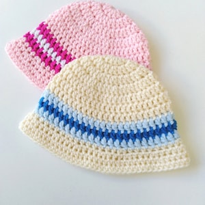Modello per cappello a secchiello per neonati Modello all'uncinetto Cappello per neonati all'uncinetto facile Cappello estivo Cappello a secchiello Cappello da sole Taglie da 3 mesi a 10 anni Cappello per bambini piccoli Modello PDF