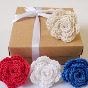 Mini Rose Pattern Crochet Pattern Flower Applique Pattern Easy Crochet Flower Pattern Crochet Rose Pattern 4th July Instant Download PDF