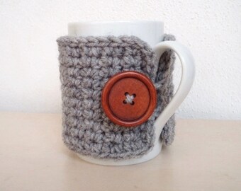 Easy Crochet Coffee Cozy Pattern Button Mug Sleeve Beginner Home Decor PDF Gift