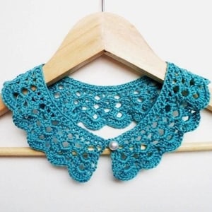 Patrón de crochet PDF simple Patrón de cuello de crochet Cuello de boda Collar de cuello Peter Pan de encaje Patrón para principiantes Collar babero
