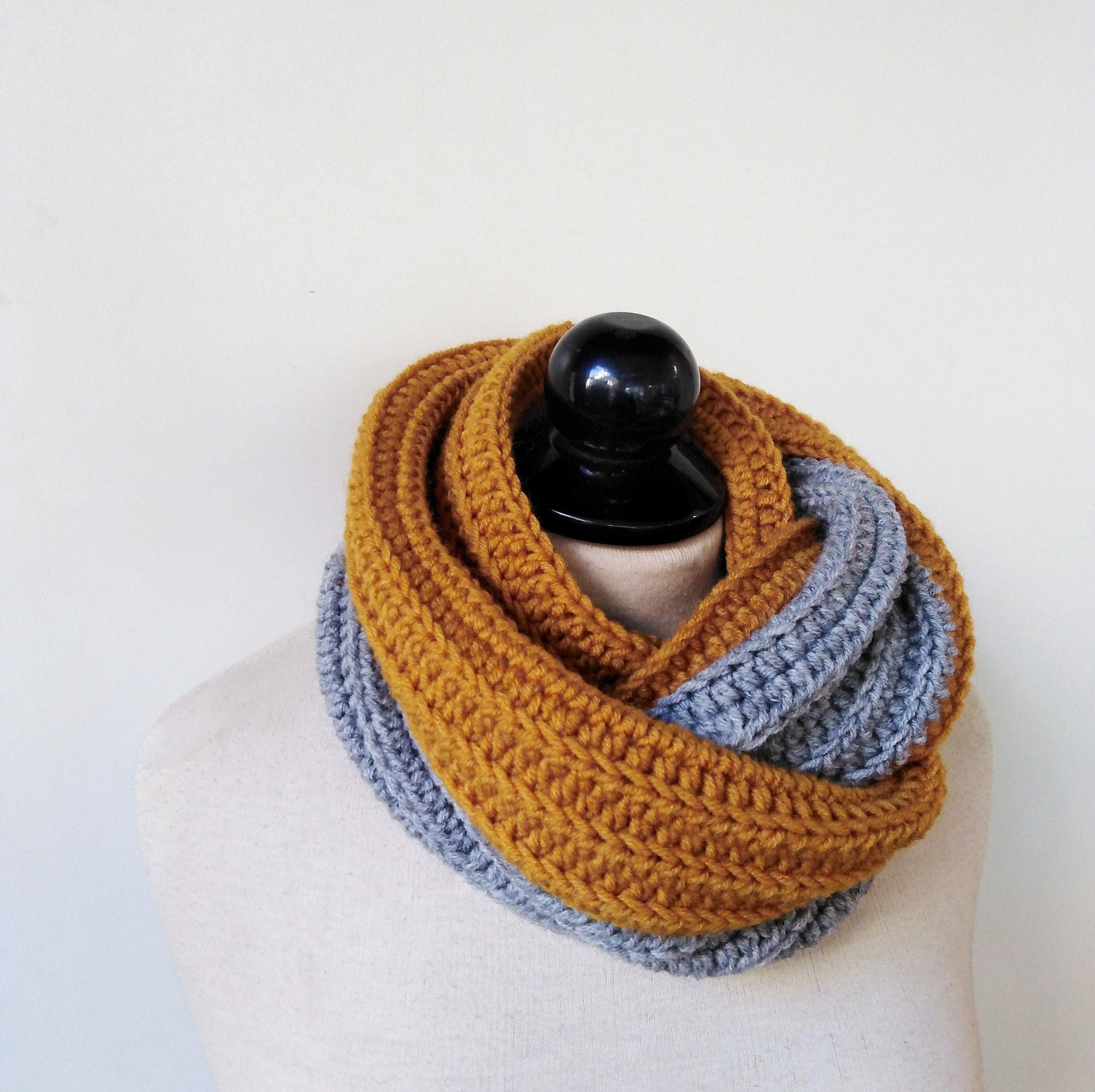 Chunky Infinity Scarf Crochet Pattern Easy Cowl Neckwarmer PDF Download ...
