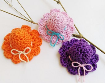 Mini sun hat PATTERN Crochet pattern Doll hat pattern Mini hat Crochet mini brim hat pattern Beginners pattern DIY ornament Crochet applique