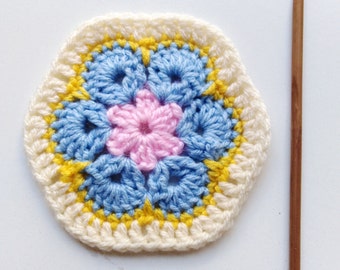 Easy african flower pattern Crochet pattern Hexagon pattern Crochet blanket motif pattern Crochet Hexagon motif PDF pattern Instant download