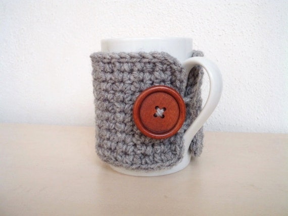 Easy Crochet Coffee Cozy Pattern Button Mug Sleeve Beginner Home Decor PDF Gift