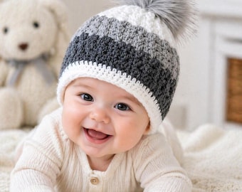 Εasy Crochet pattern Crochet hat Beanie Hat Pattern Crochet hat pattern PDF Crochet beanie Pom Pom Small - Medium - Large sizes Beginners