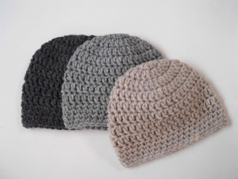 Simple Crochet Beanie Pattern Instructions for Newborn Baby Kids and Adults Sizes Crocheted Hat Pattern for Women Girls and Men Unisex image 2