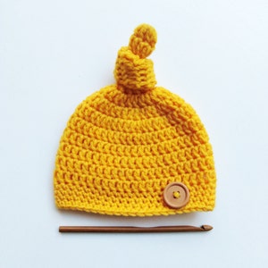 SCHEMA all'uncinetto Berretto con nodo superiore Modello per cappello con nodo all'uncinetto Modello per cappello all'uncinetto facile (taglie da prematuro ad adulto) Modello PDF scaricabile immediatamente