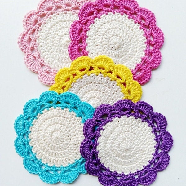 Crochet Flower Coaster Pattern Easy Doily Beginner PDF Instant Download ...
