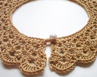 Patrón de cuello de ganchillo Patrón de ganchillo sencillo en PDF Cuello de novia Collar de encaje Peter Pan Patrón para principiantes Collar babero