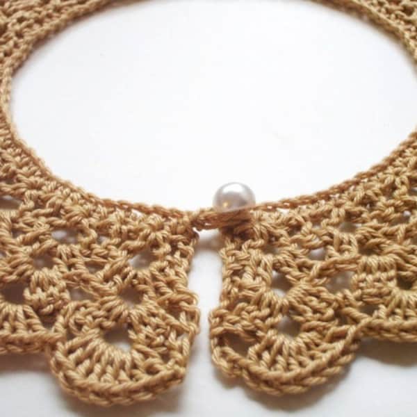 Crochet collar pattern Simple PDF crochet pattern Wedding collar Lace Peter Pan collar necklace Beginners pattern Bib necklace collar