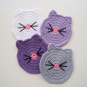 Cat Coasters pattern Crochet pattern Crochet Cat Butt Cat Face Crochet Cat Coasters Pet Cat Lover Kitty Coasters Drink coasters Easy pattern